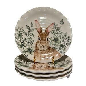 Set of 4 MAXCERA EASTER BUNNY / RABBIT SCALLOPED 9" Salad / Dessert Plates